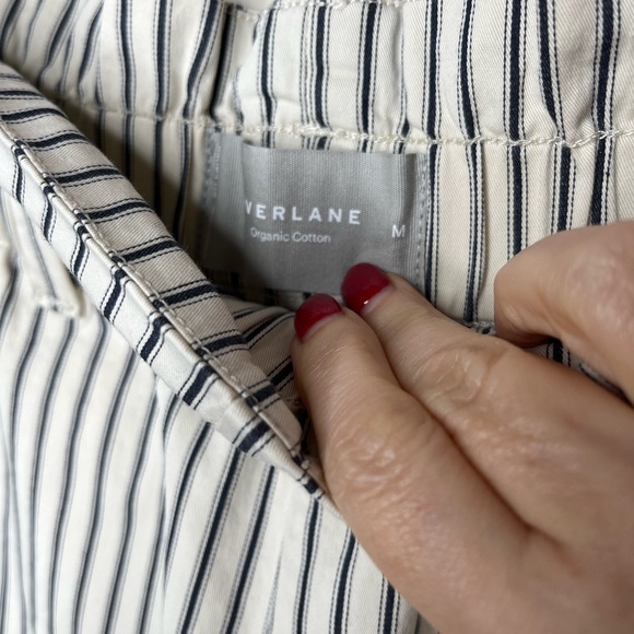 NWT EVERLANE Paperbag Elastic Waist Shorts Navy Striped, M - Picture 5 of 9